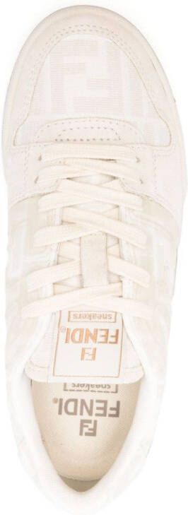 FENDI Zucca-monogram panelled sneakers Neutrals