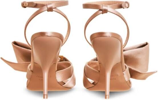 Ferragamo 105mm asymmetric-bow satin sandals Neutrals