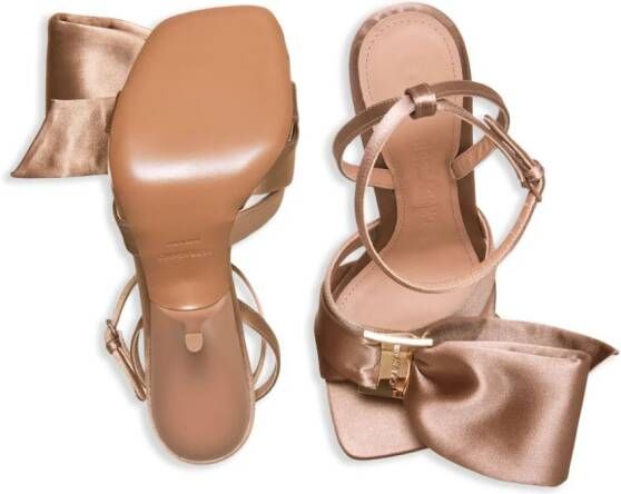 Ferragamo 105mm asymmetric-bow satin sandals Neutrals