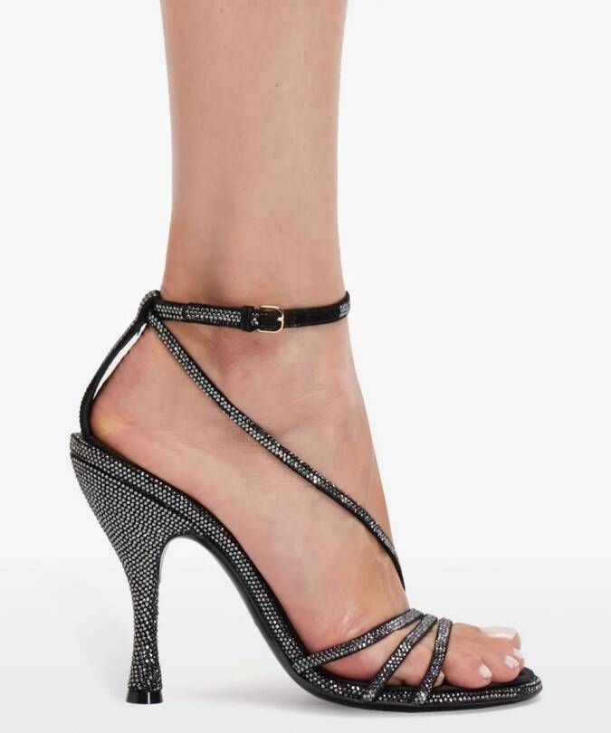 Ferragamo 105mm crystal-embellished leather sandals Black