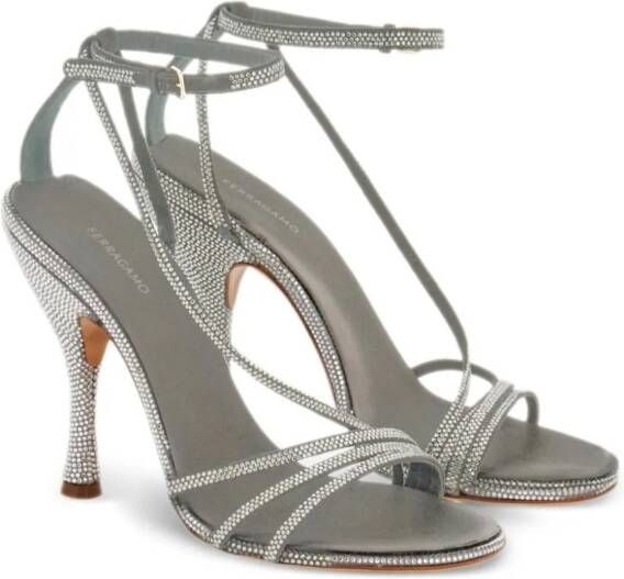 Ferragamo 105mm crystal-embellished leather sandals Silver