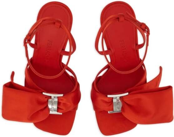 Ferragamo 105mm oversized-bow leather sandals Red