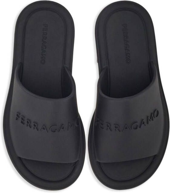 Ferragamo 3D-logo flat slides Black