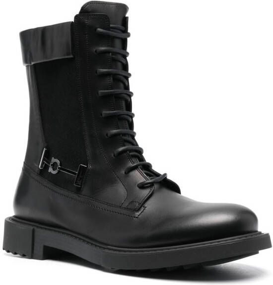 Ferragamo 40mm lace-up leather combat boots Black