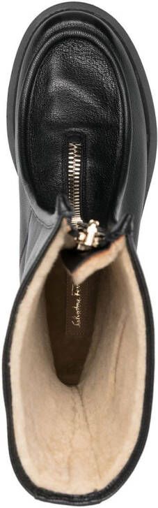 Ferragamo 50mm zip-front leather boots Black