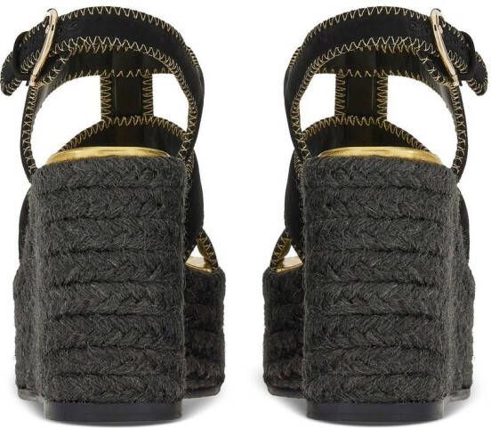 Ferragamo 55mm espadrille wedge sandals Black