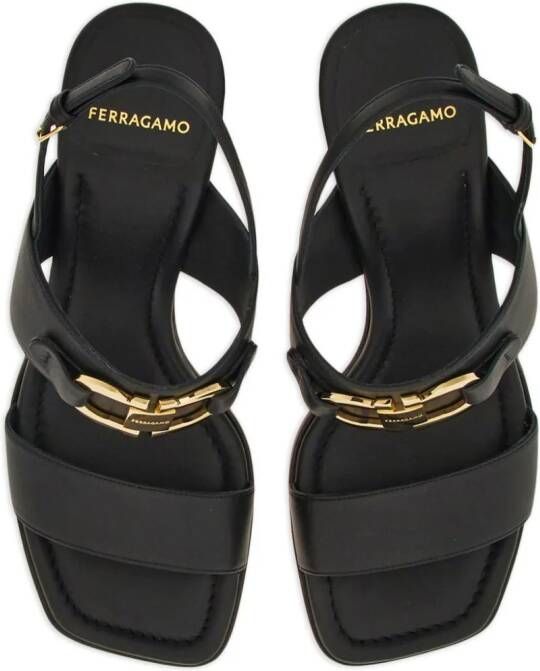 Ferragamo 55mm Gancini-buckle leather sandals Black