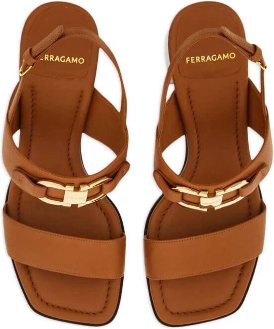 Ferragamo 55mm Gancini-buckle leather sandals Brown