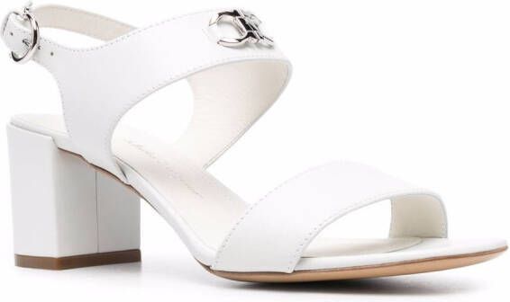 Ferragamo 55mm Gancini logo-plaque sandals White