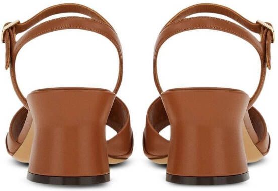 Ferragamo 55mm leather Gancini plaque sandals Brown