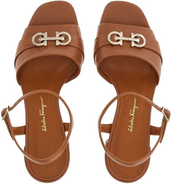 Ferragamo 55mm leather Gancini plaque sandals Brown