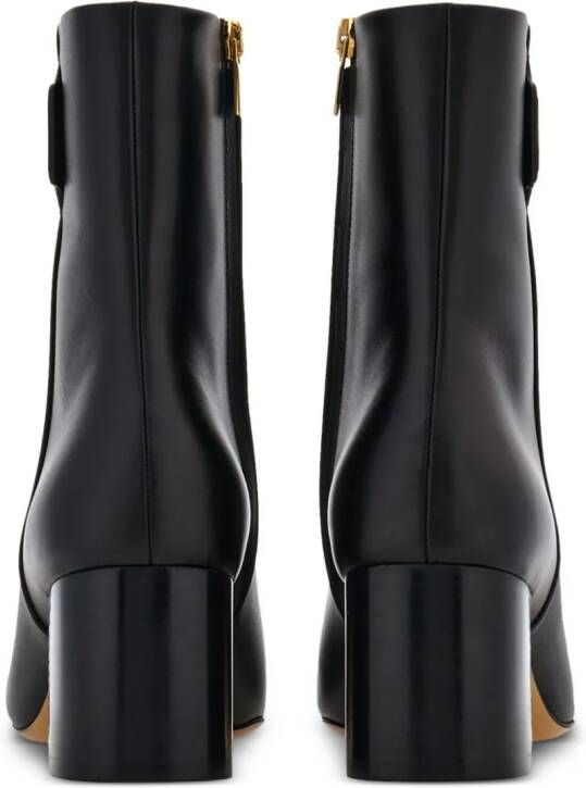 Ferragamo 60mm logo-plaque leather ankle boots Black