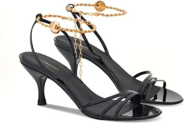 Ferragamo 70mm cable-link chain leather sandals Black