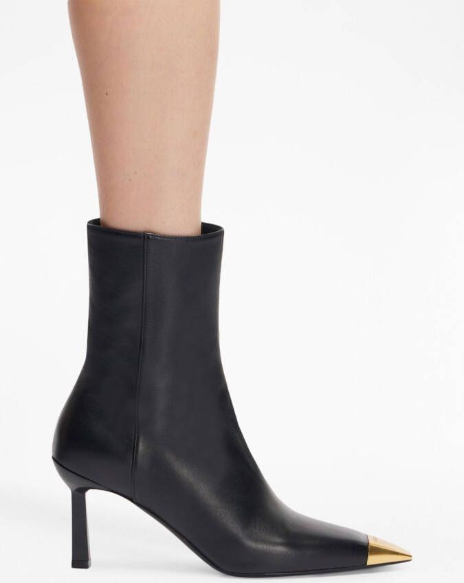 Ferragamo 70mm metal-toe leather boots Black