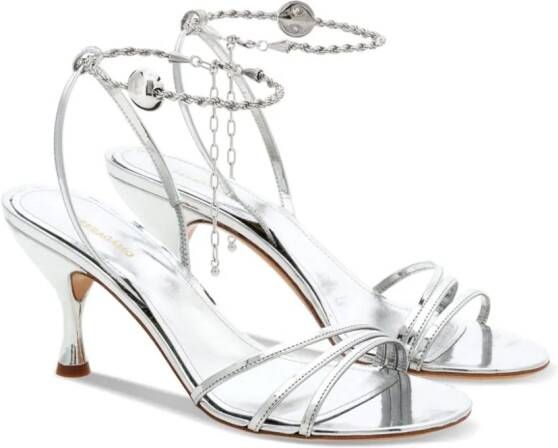 Ferragamo 70mm patent leather strappy sandals Silver