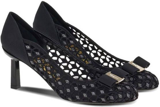 Ferragamo 70mm Vara bow pump shoes Black