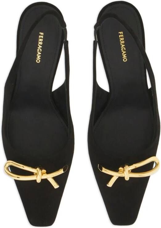 Ferragamo 85mm bow-detail leather pumps Black