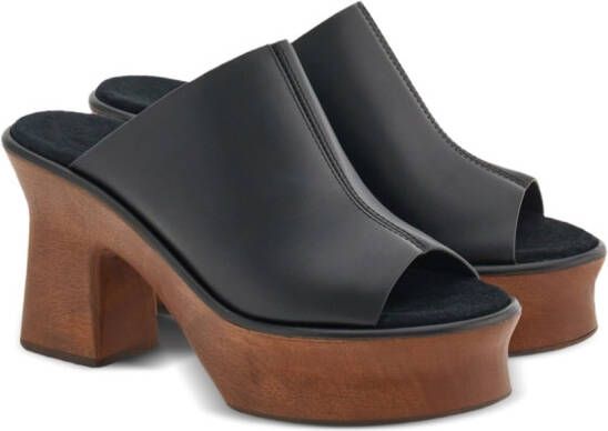 Ferragamo 85mm leather wedge sandals Black