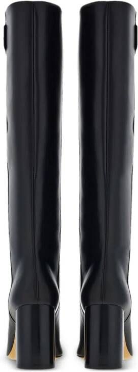 Ferragamo 85mm logo-plaque leather boots Black