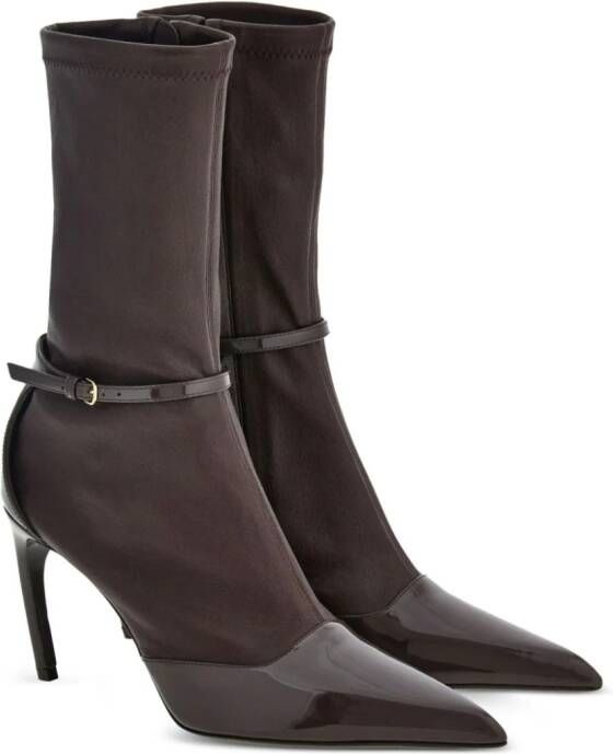 Ferragamo 85mm patent leather boots Brown