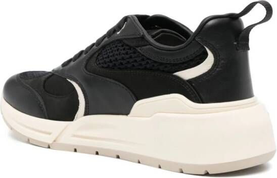 Ferragamo almond-toe panelled leather sneakers Black