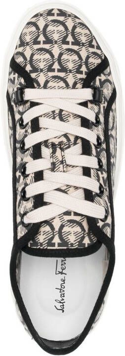 Ferragamo Anson Gancini-jacquard sneakers Neutrals
