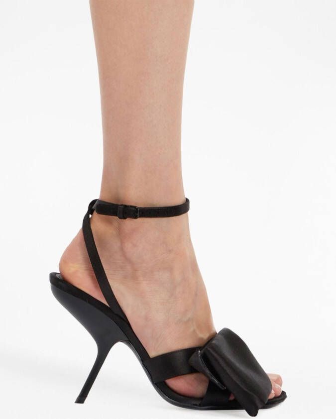 Ferragamo asymmetric-bow satin sandals Black