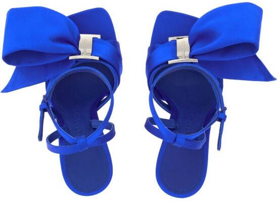 Ferragamo asymmetric-bow satin sandals Blue