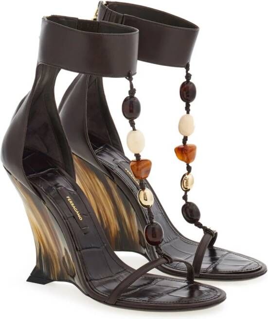 Ferragamo bead-detail sandals Brown