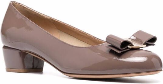Ferragamo bow-detail block-heel pumps Brown