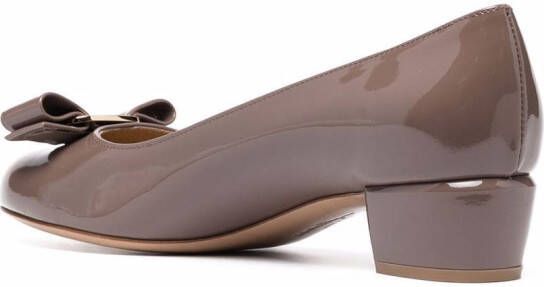 Ferragamo bow-detail block-heel pumps Brown