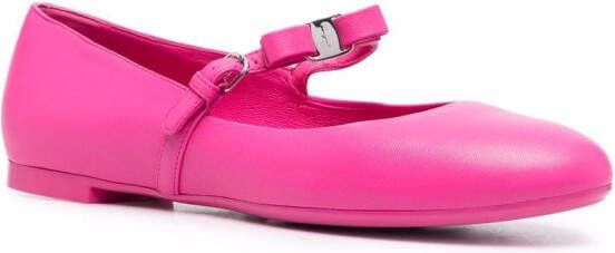Ferragamo bow-detail leather ballerina shoes Pink