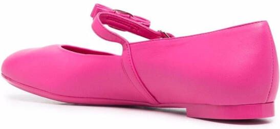 Ferragamo bow-detail leather ballerina shoes Pink