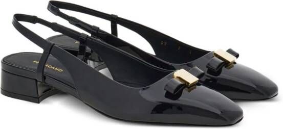 Ferragamo bow-detail leather pumps Black