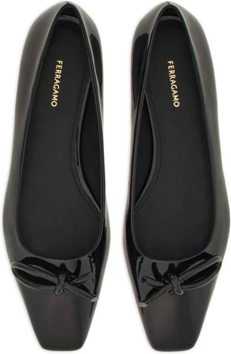 Ferragamo bow-detailing leather ballerina shoes Black