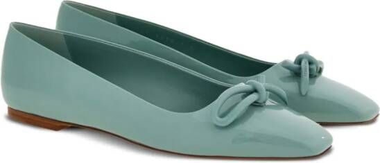 Ferragamo bow-detailing leather ballerina shoes Green