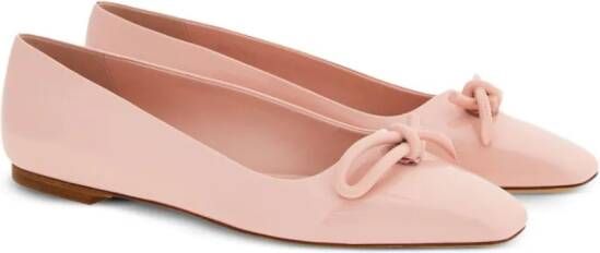 Ferragamo bow-detailing leather ballerina shoes Pink