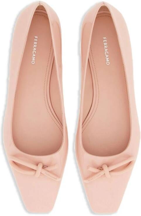 Ferragamo bow-detailing leather ballerina shoes Pink