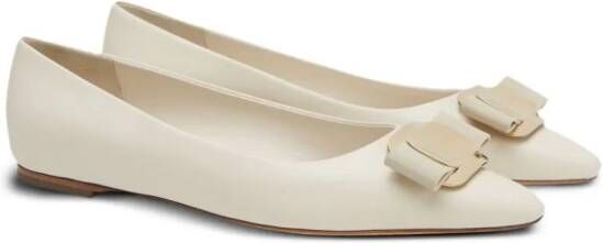 Ferragamo bow-detailing leather ballerina shoes White