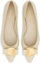 Ferragamo bow-detailing leather ballerina shoes White - Thumbnail 4