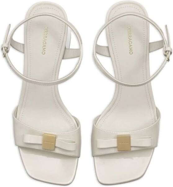 Ferragamo bow-embellished 75mm leather platform sandals White