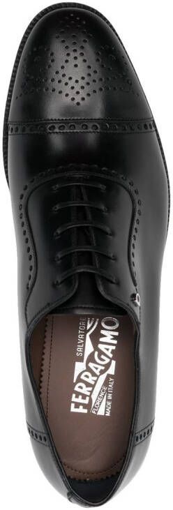 Ferragamo Brogue-detail leather Oxford shoes Black