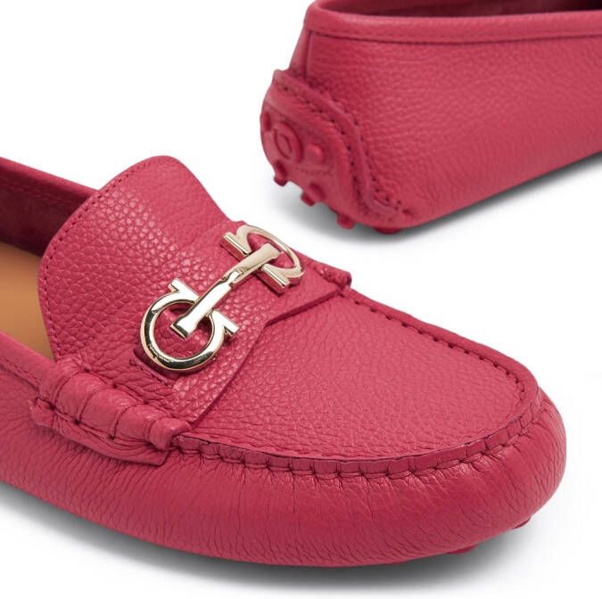Ferragamo buckle-detail leather loafers Pink