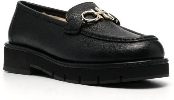 Ferragamo buckle-detail leather loafers Black