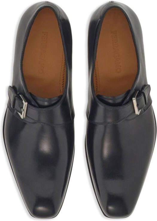 Ferragamo buckle-strap leather monk shoes Black