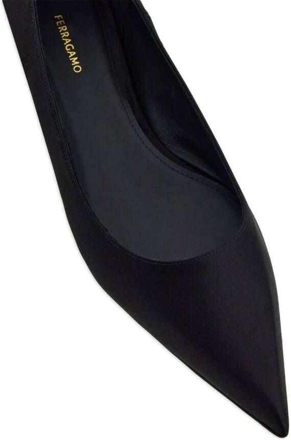 Ferragamo cable-link chain leather ballerina shoes Black