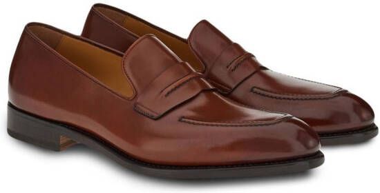 Ferragamo calf leather penny loafers Brown