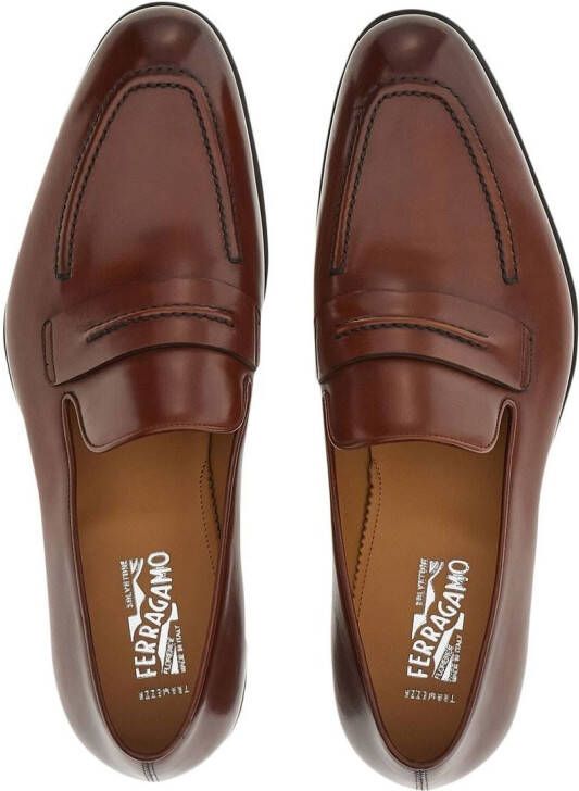 Ferragamo calf leather penny loafers Brown