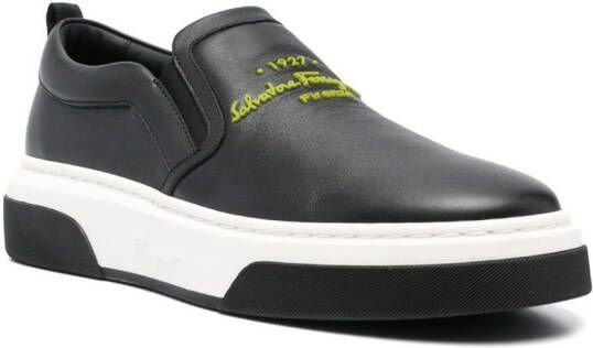 Ferragamo Cassina leather low-top sneakers Black