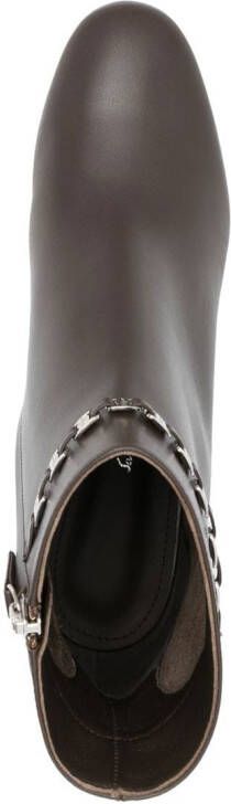 Ferragamo chain-link leather ankle boots Brown